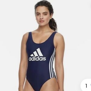 New ADIDAS. one piece logo swimsuit. NAVY size L.